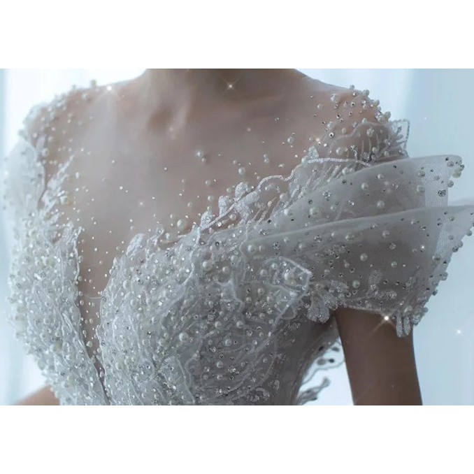 Jual PRINCESS SEXY LUXURY CRSYTAL BEADING TULLE WEDDING DRESS PUFFY ...