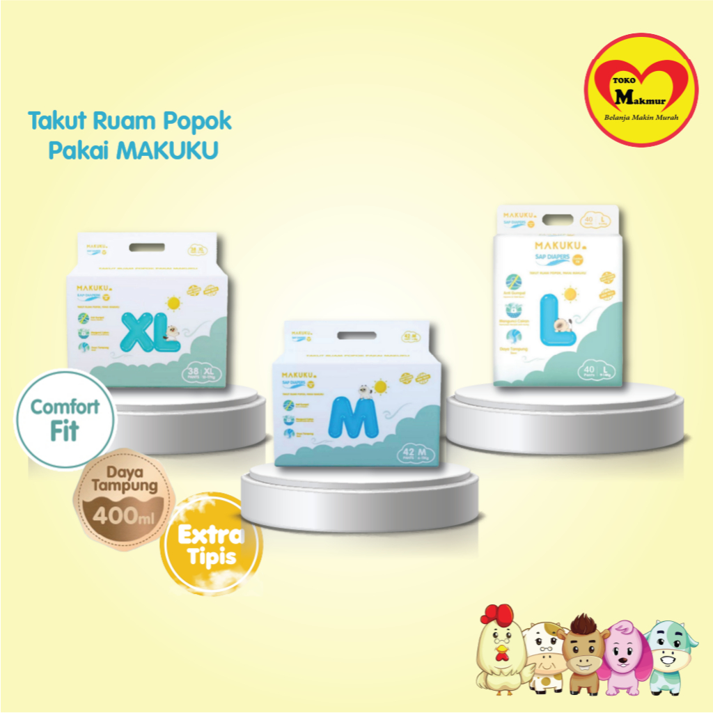 Jual [1 PACK] MAKUKU SAP Diapers Comfort Fit Jumbo Tape/Pants - M42/L40 ...