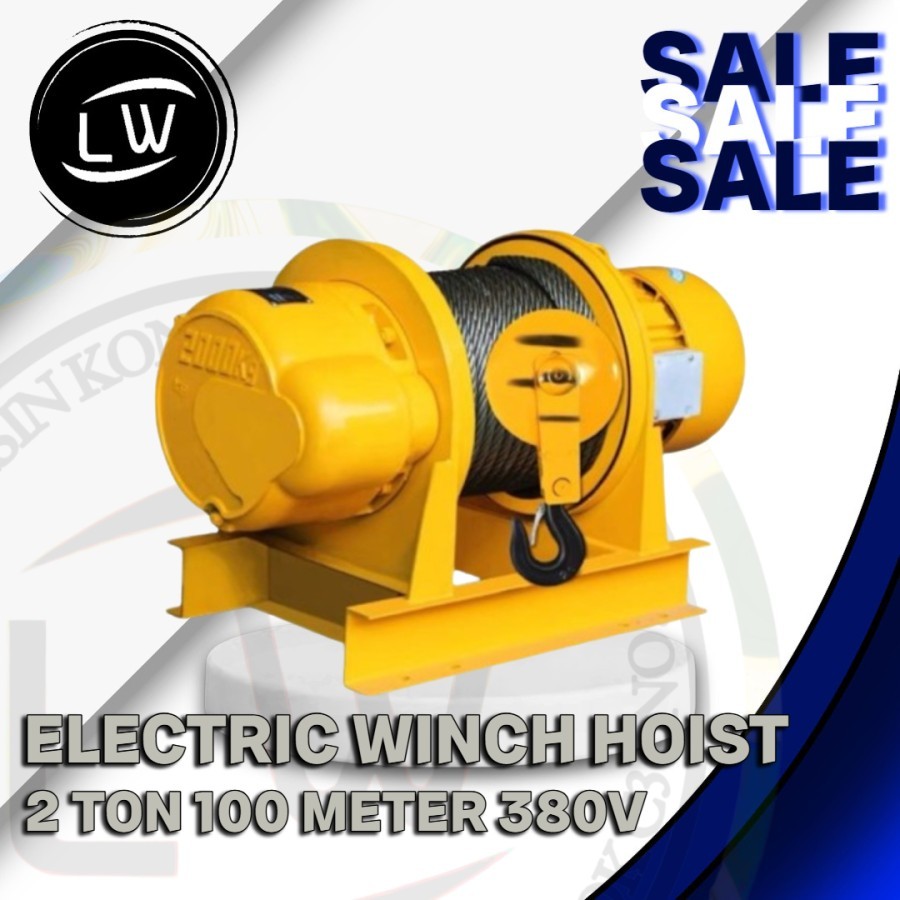 Jual ELECTRIC WIRE ROPE WINCH CHAIN HOIST 2 TON / 2000KG 100 METER 380V ...