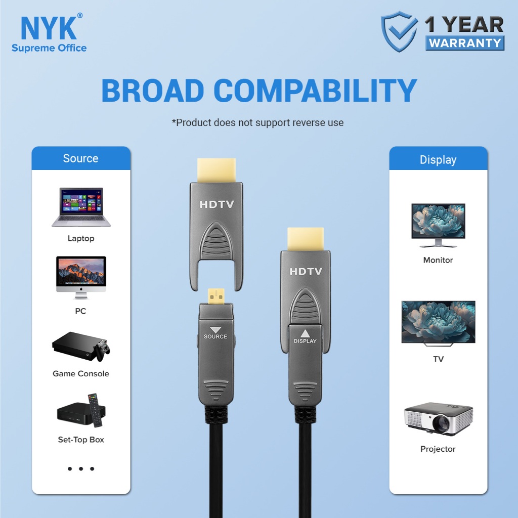 NYK Kabel HDMI 20M Kabel Fiber Optic Micro HDMI to HDMI 2.0 Detachable HDMI Active COD (5)
