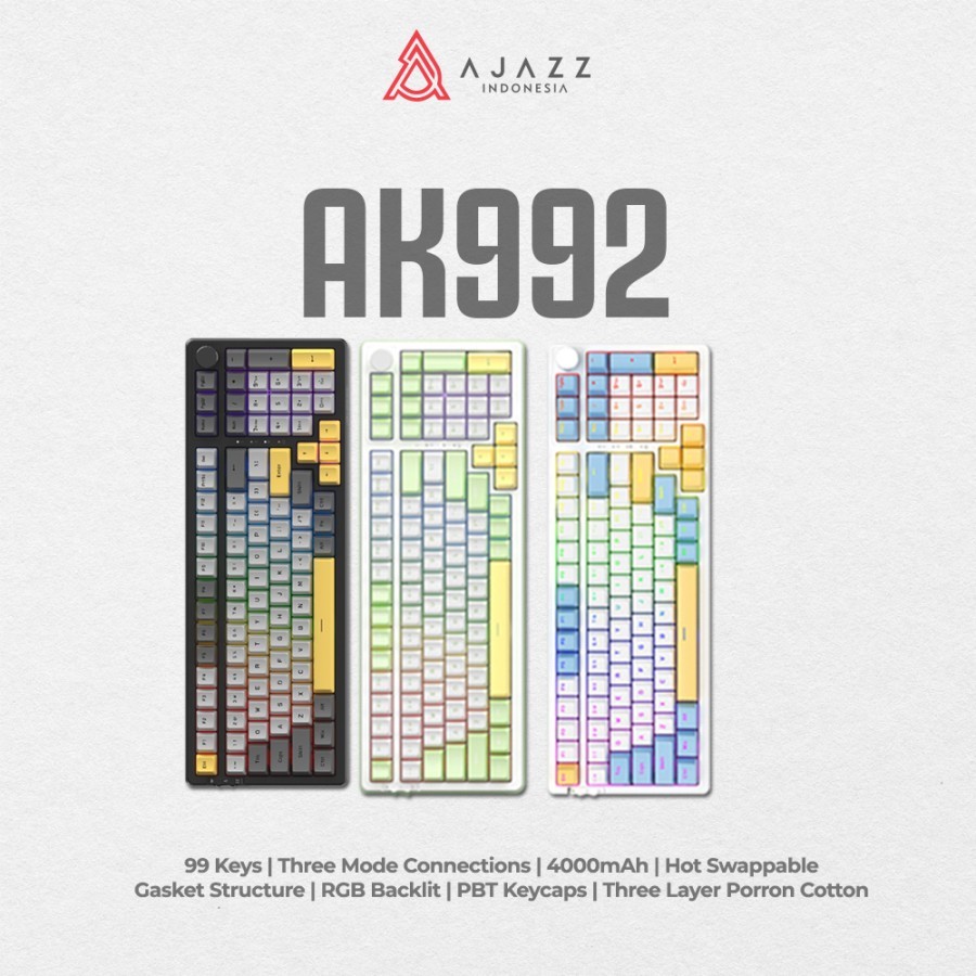 Jual Ajazz AK992 Threetone 96% Wireless 3-Mode RGB Mechanical Gaming ...