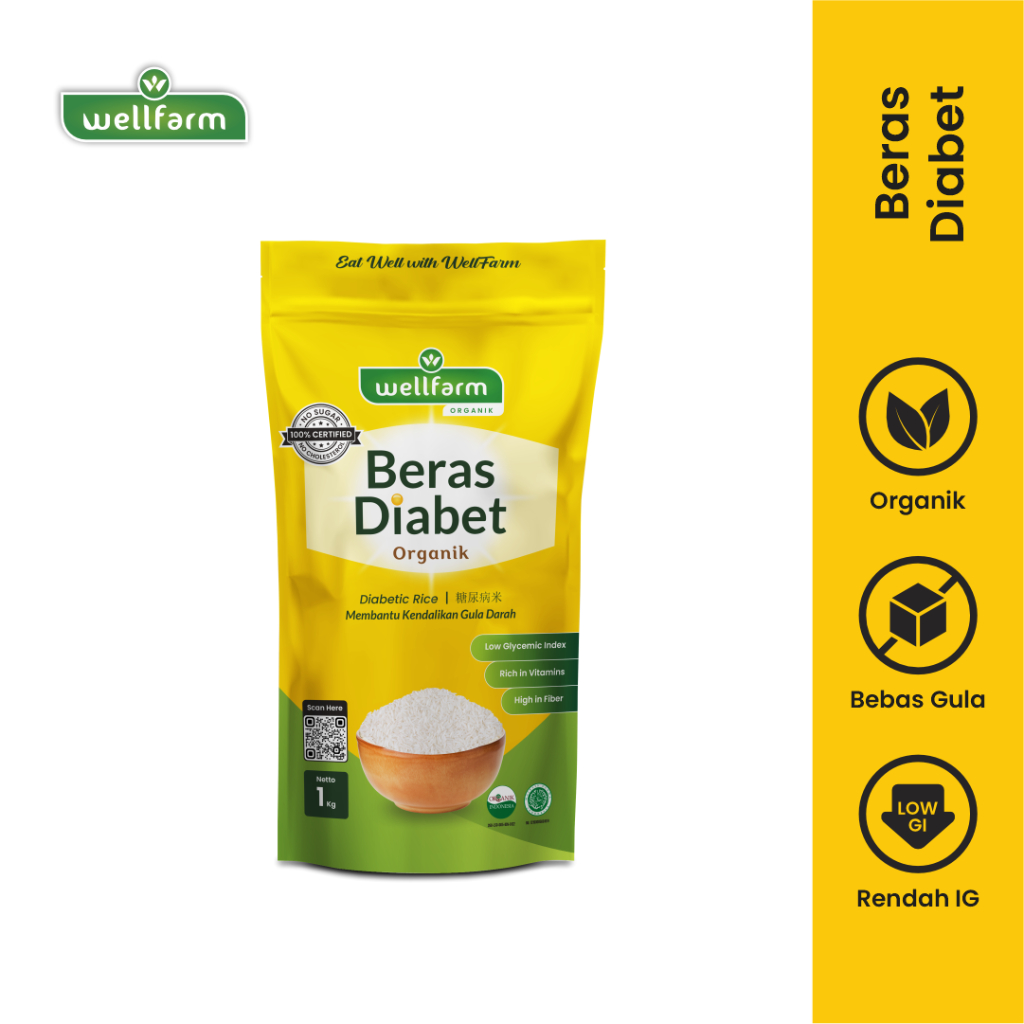 WellFarm Beras Diabetes Organik Low Gi Sugar Free Rice 1Kg | Owellness X WellFarm