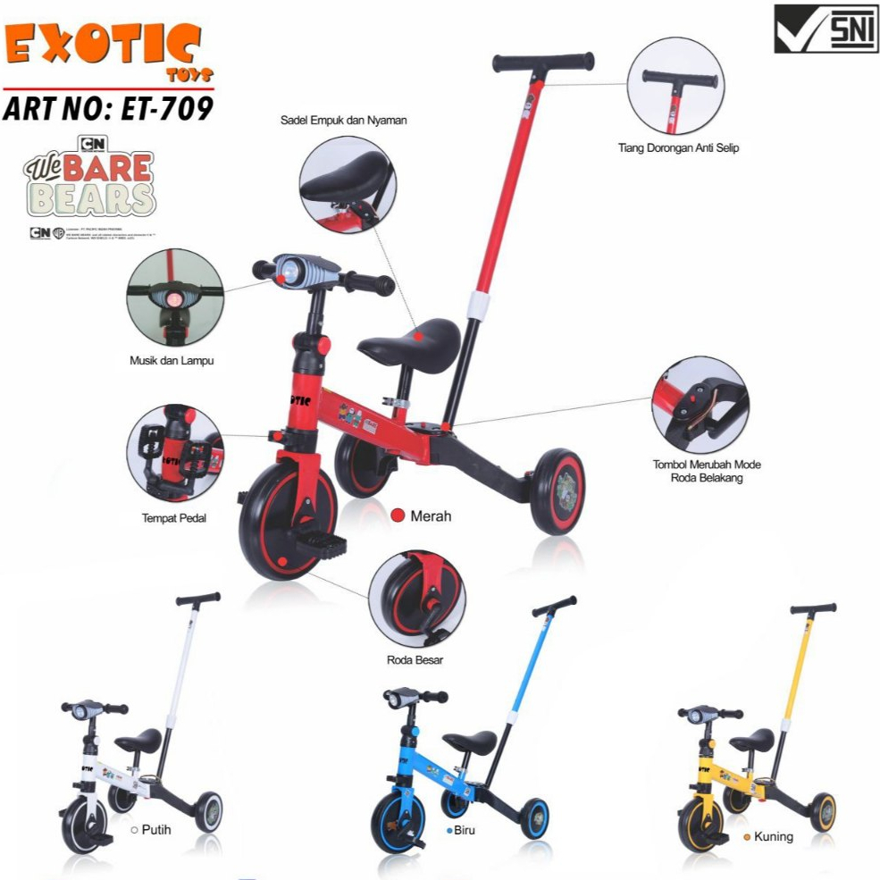 Jual SEPEDA ANAK RODA TIGA BALANCE BIKE EXOTIC 709 TERBARU FREE BUBBLE ...
