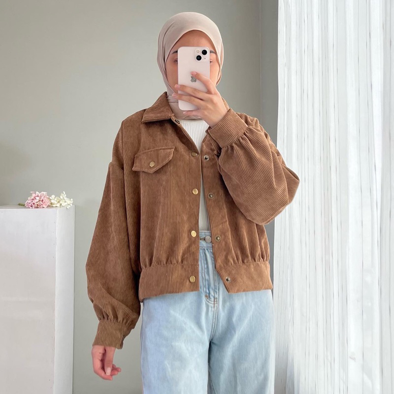 Jual Corduroy Jacket edmee Oversized Jacket Corduroy Outer Wanita Shopee Indonesia