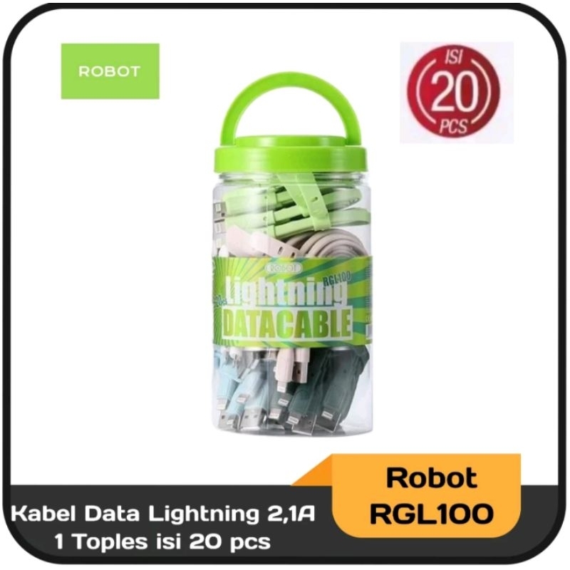 Jual Kabel data ROBOT RGL100 LIGHTNING Iphone 2.1a 100cm ORIGINAL (1 ...