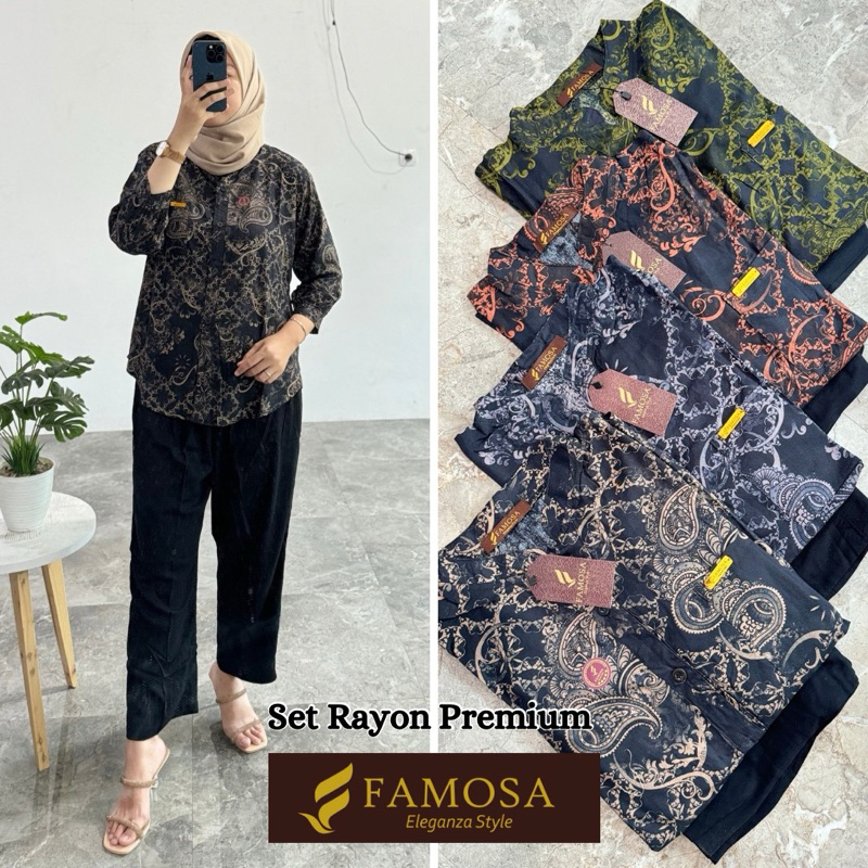 Jual One Set Rayon Premium Motif Batik Terbaru by Famosa | Shopee Indonesia