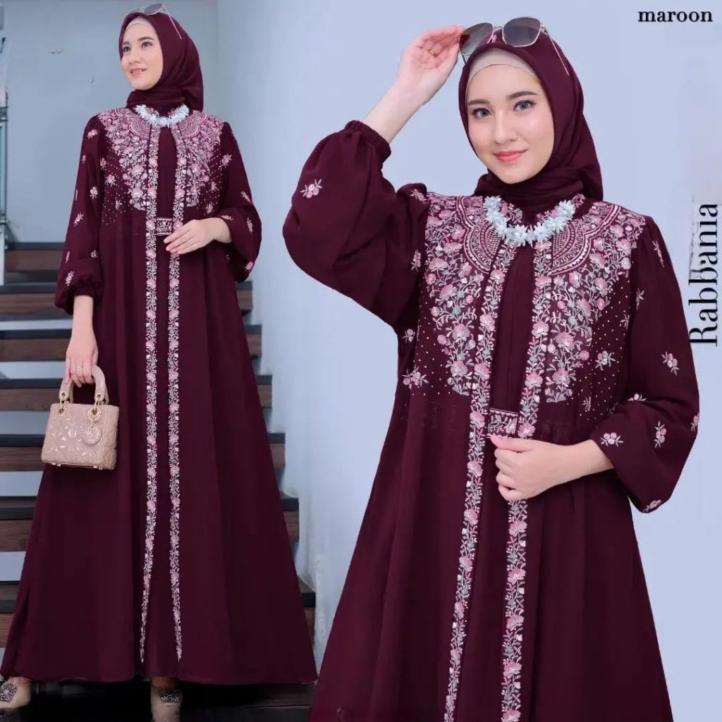 Jual Zuca Shop Rabbania Maxi Dress Kondangan Model Terbaru Elegant Kekinian Dress Ceruty