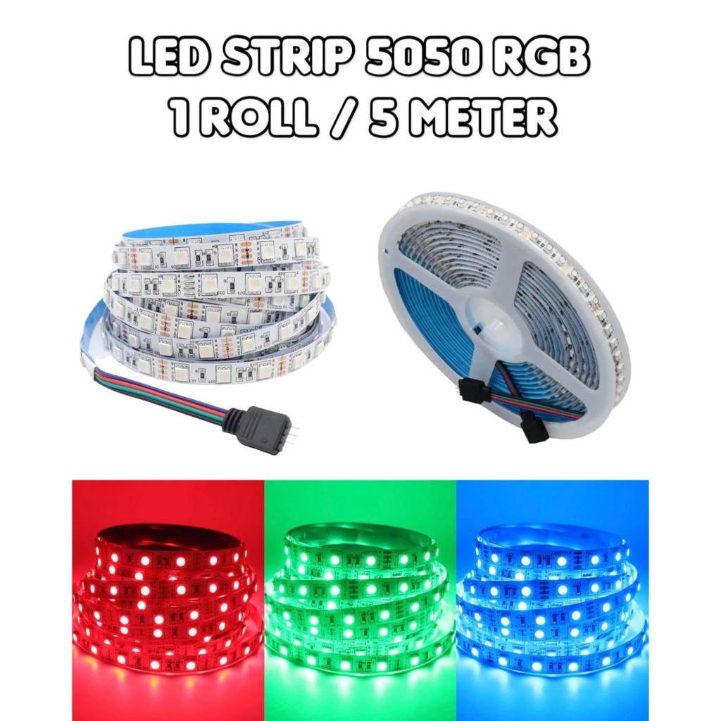 Jual LED STRIP RGB 5050 120 LED/m DC 12V DAN 24V 5m/ROLL PCB PUTIH ...