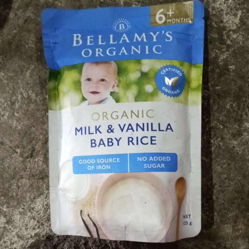 Jual Bellamy's Organic Milk& Vanilla baby rice 6+ months 125g | Shopee ...