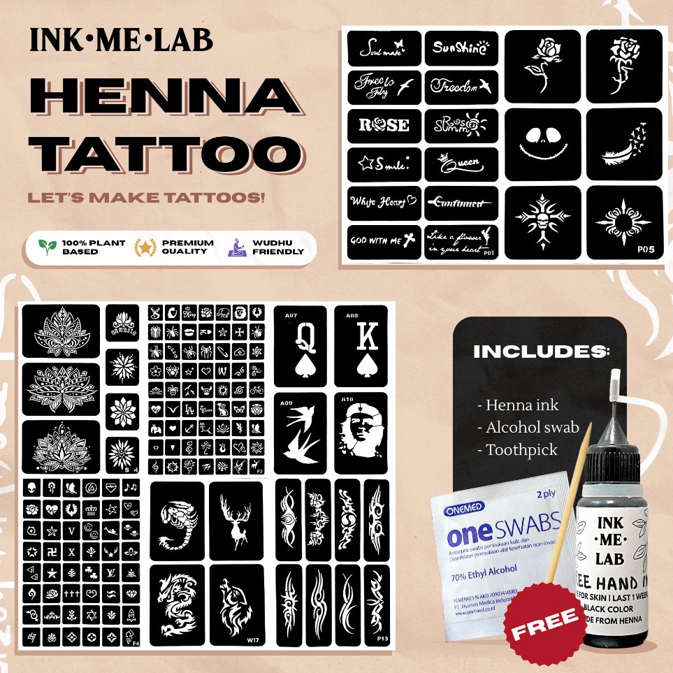 Jual Buruan Beli Henna Tattoo Kit Tato Halal Sticker Template Temporary