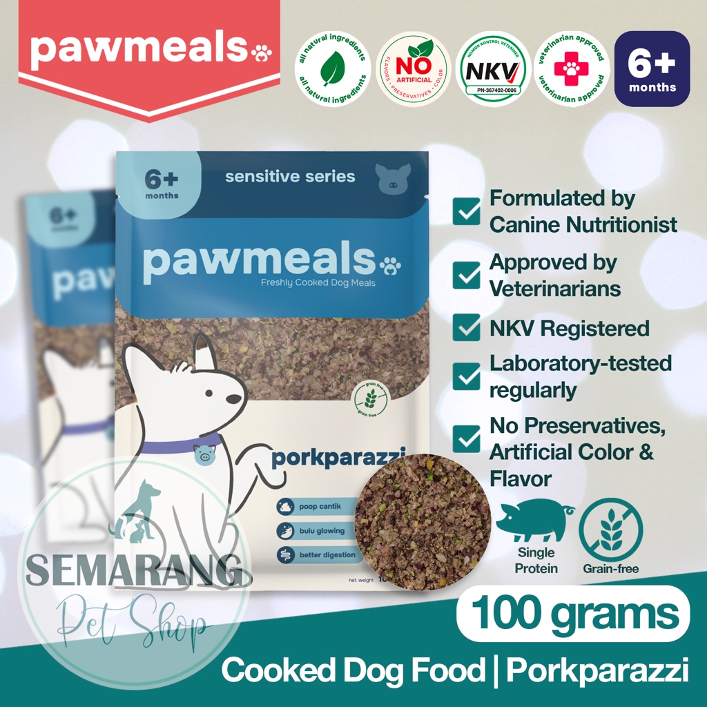 Jual Premium Cooked Dog Food PAWMEALS Porkparazzi 100gr Pork Pawch