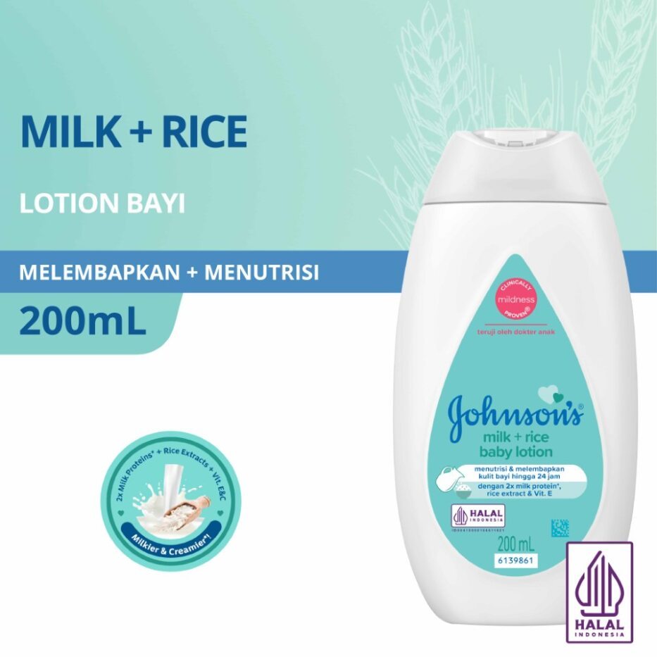JOHNSON’S Baby Lotion Cream Krim Pelembab Kulit Bayi Reguler Bedtime  Milk+Rice Cottontouch 100gr 200gr || Perawatan Kulit Bayi