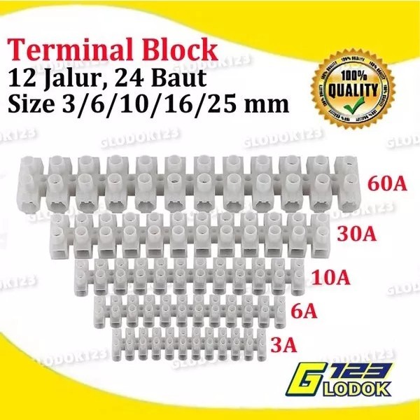 Jual Terminal Block Blok Krustin strip 12 jalur kabel konektor Putih ...