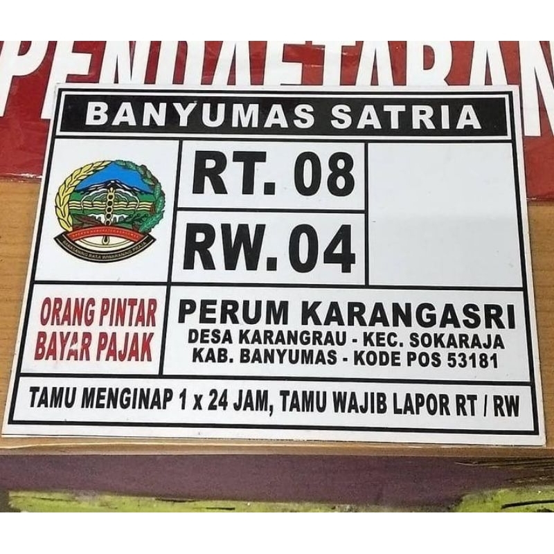 Jual PAPAN NOMOR RUMAH RT RW UK. 20 cm x 15 cm BAHAN PLAT SENG dan PVC ...