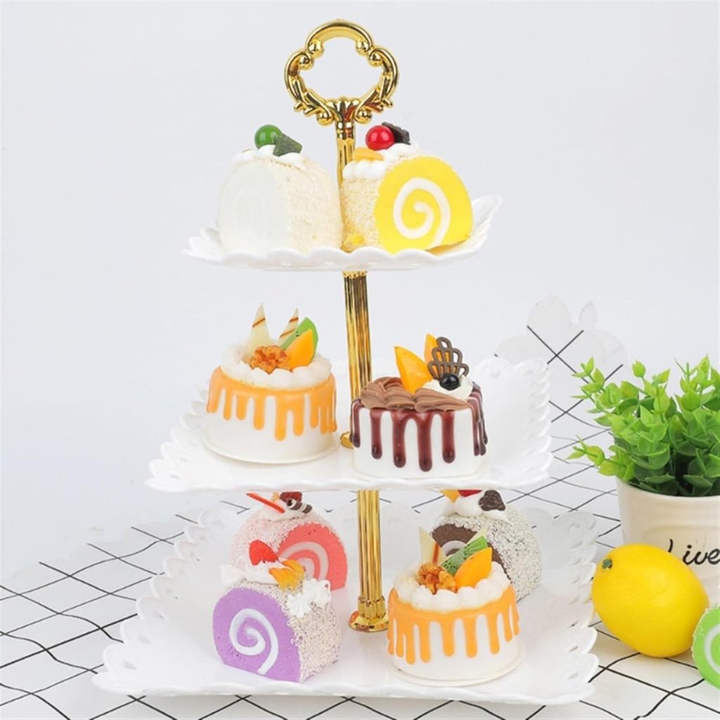 Jual Rak Makan Kue Buah Cake Plate Stand Display - Rak Tingkat 3 Susun ...