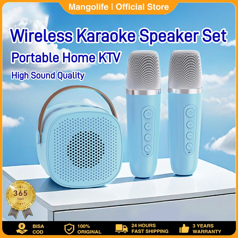 Jual Mini Speaker Bluetooth 2 Mic 1 Set Karaoke Speaker Bluetooth Full ...