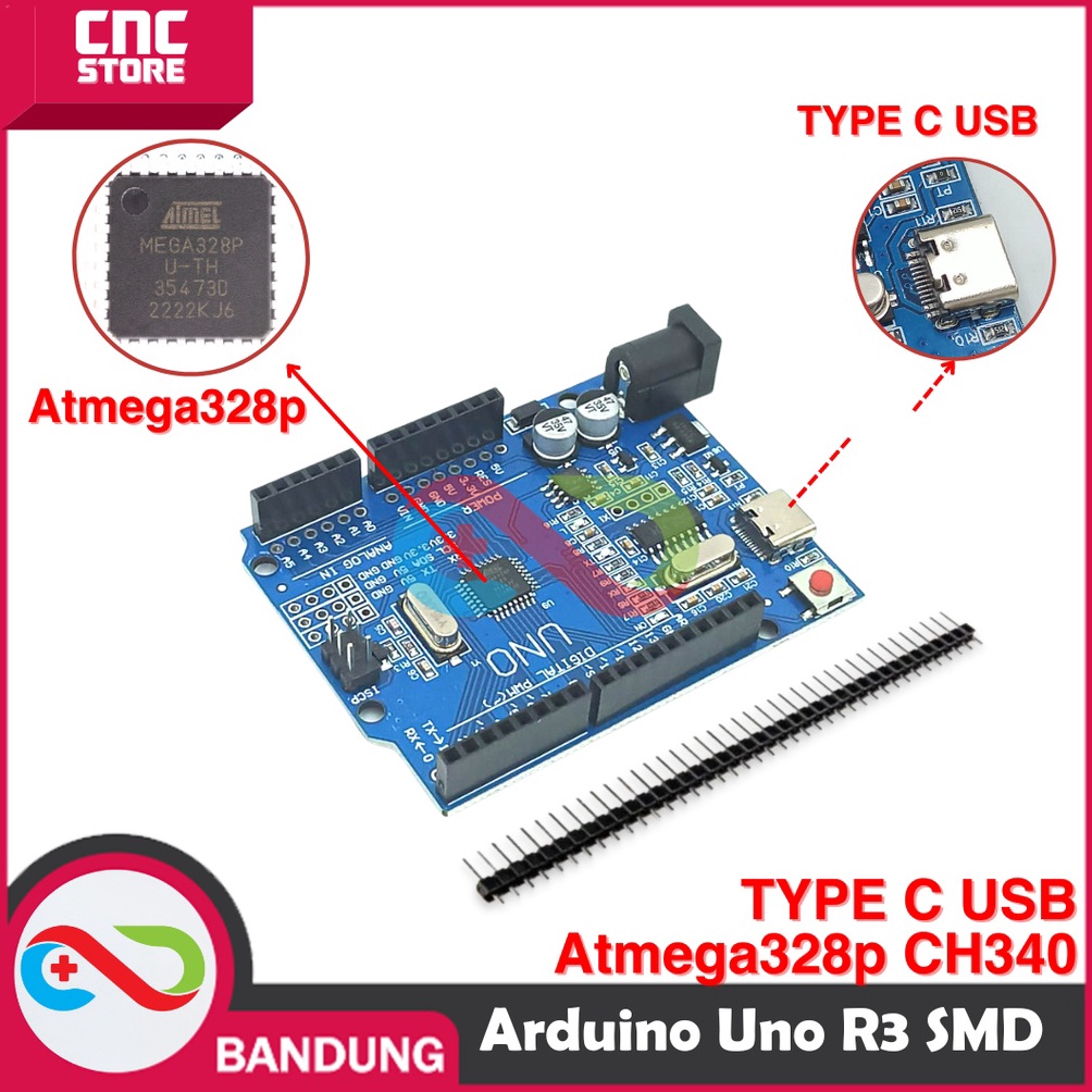 Jual ARDUINO UNO R3 ATMEGA328P SMD CH34 ATMEGA328P TYPEC KODE N8U7 ...