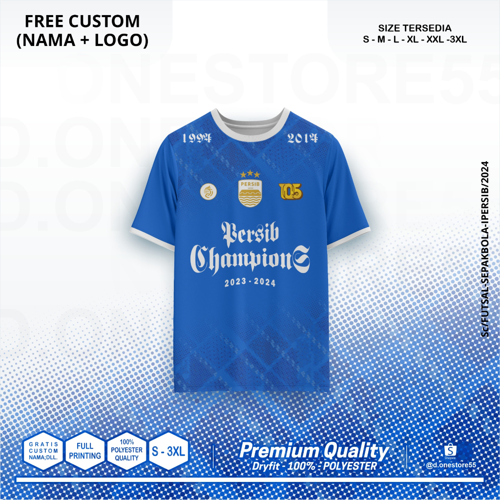 Jual JERSEY KAOS PERSIB CHAMPIONS 2024 DRY FIT FULL PRINTING | Shopee ...