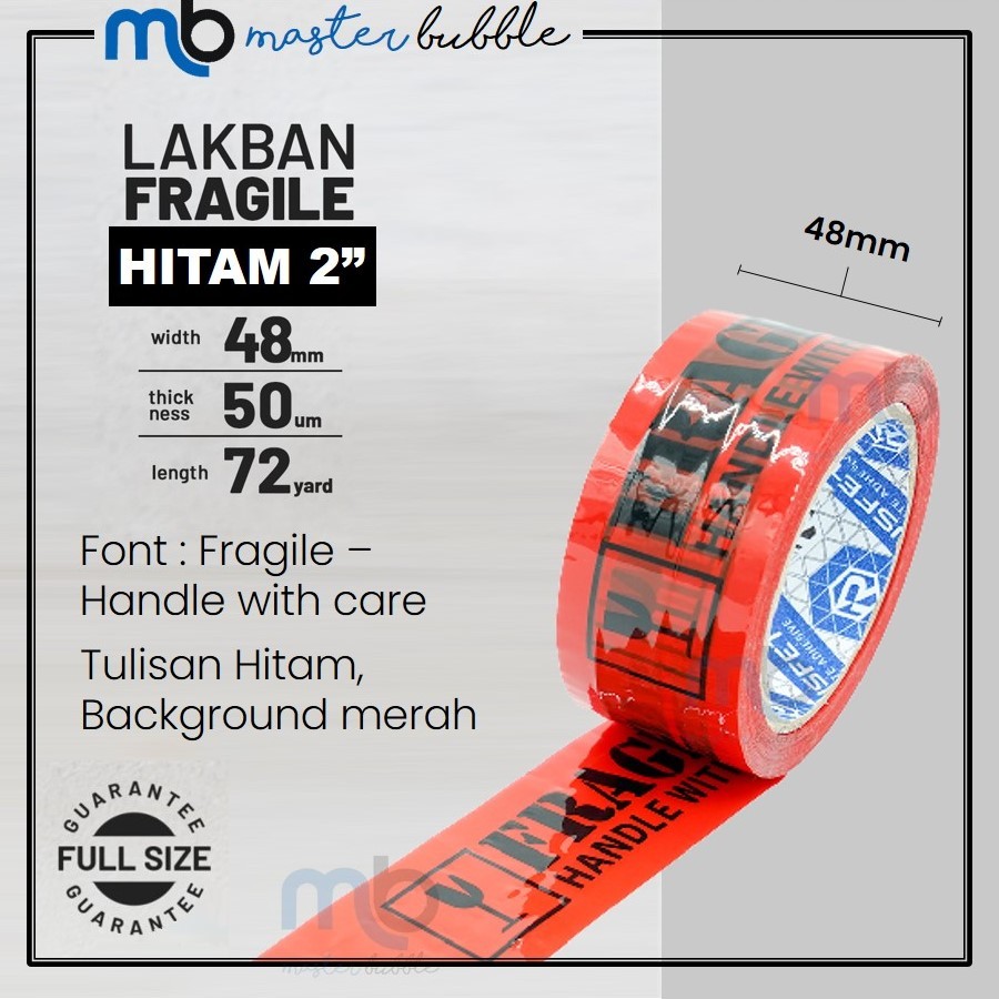 Jual Lakban Cortape Fragile Merah Hitam 2inch 48mm x 72yard Harga Per ...