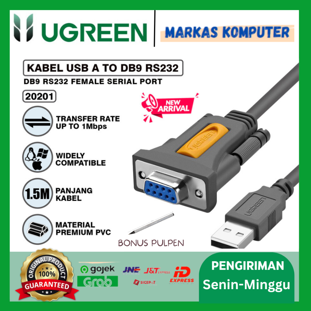 Jual UGREEN Kabel USB 2.0 To Serial RS232 DB9 Male Female Premium ...