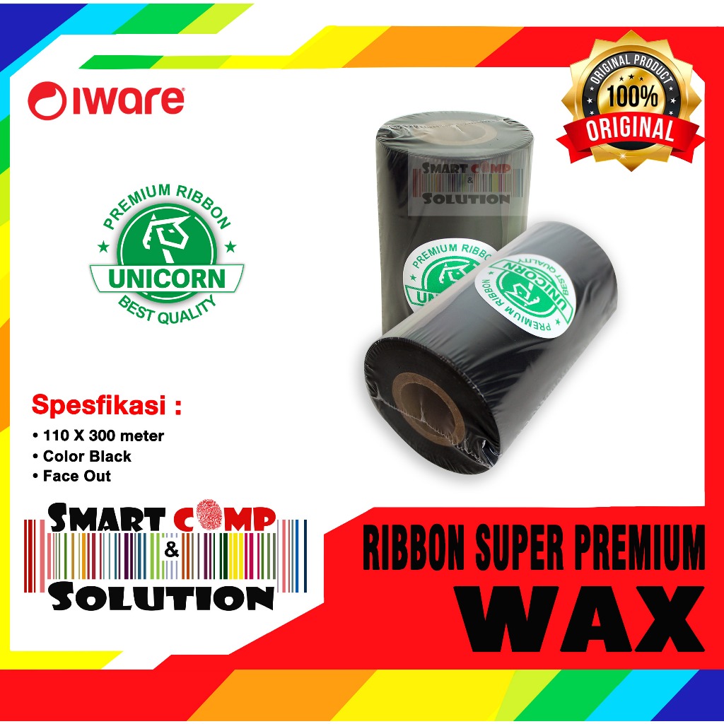 Jual Ribbon Pita Printer Barcode - Unicorn Super Premium Wax 110x300M ...