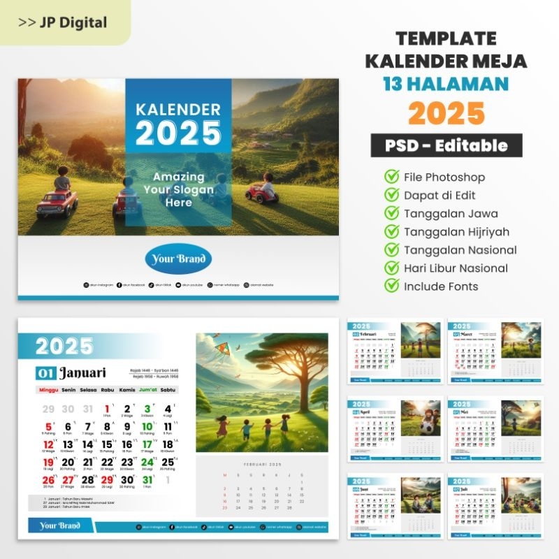 Jual [ BEST SELLER ] TEMPLATE KALENDER MEJA 2025 TANGGALAN JAWA DAN