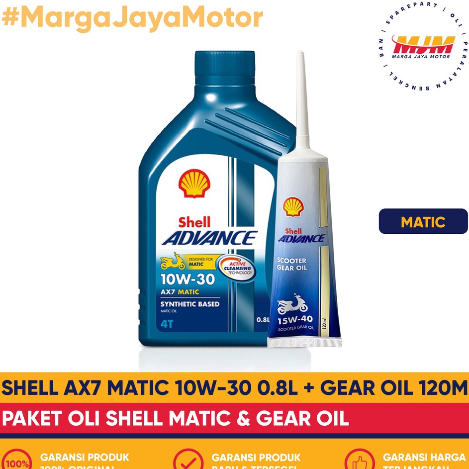 Jual Mewah Paket Oli Shell AX7 Matic 1W3 8L Shell Adv Gear Oil 12ml ...