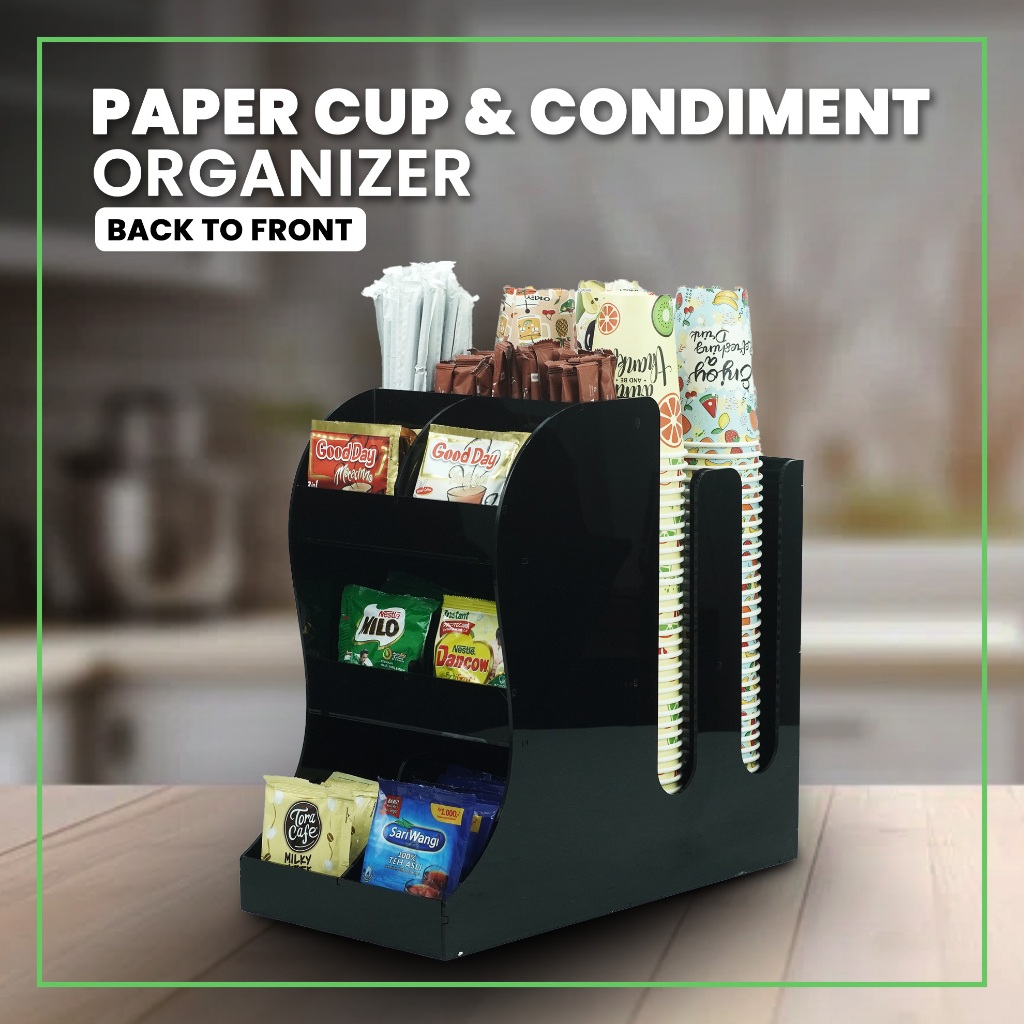 Jual Rak Paper Cup / Plastik Cup Organizer Condiment Back to Front ...