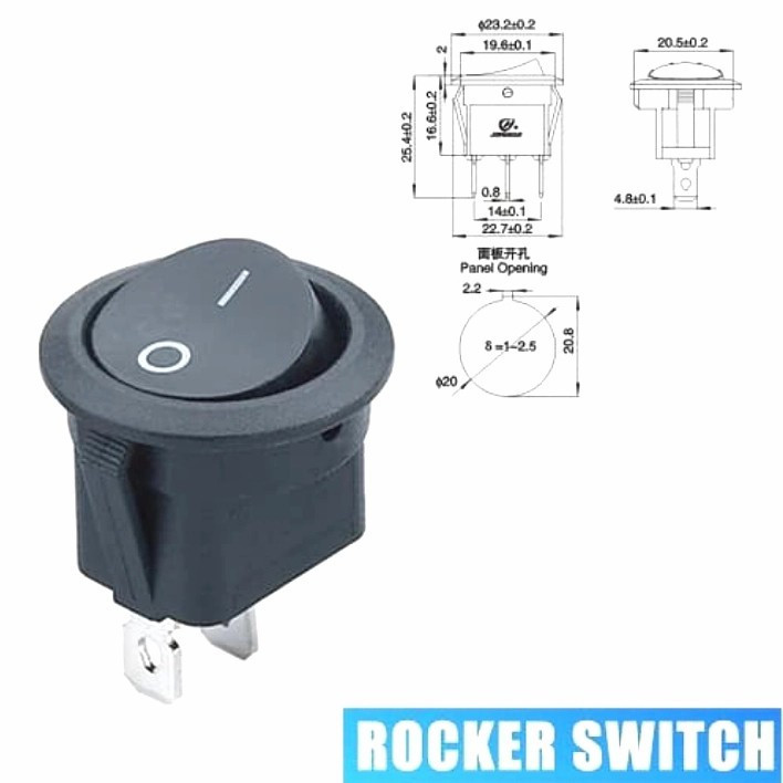 Jual Saklar Switch On Off Bulat Hitam 2 pin Switch Bulat 2 kaki ...