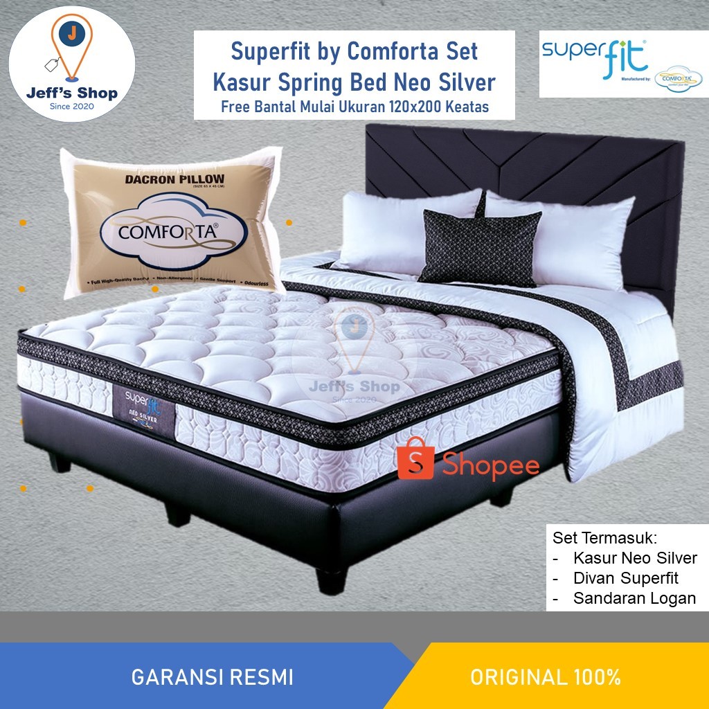 Jual Superfit By Comforta Set Kasur Spring Bed Neo Silver | Shopee ...