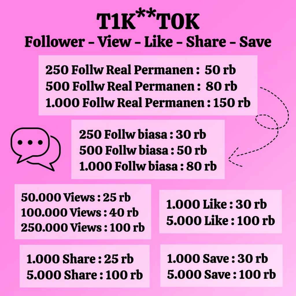 Jual Tik Tok Follower Like View Share Save Termurah Bergaransi