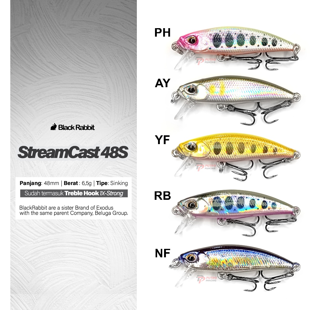 Jual Lure Stream Cast 48S Minnow Sinking Black Rabbit Killer | Shopee ...