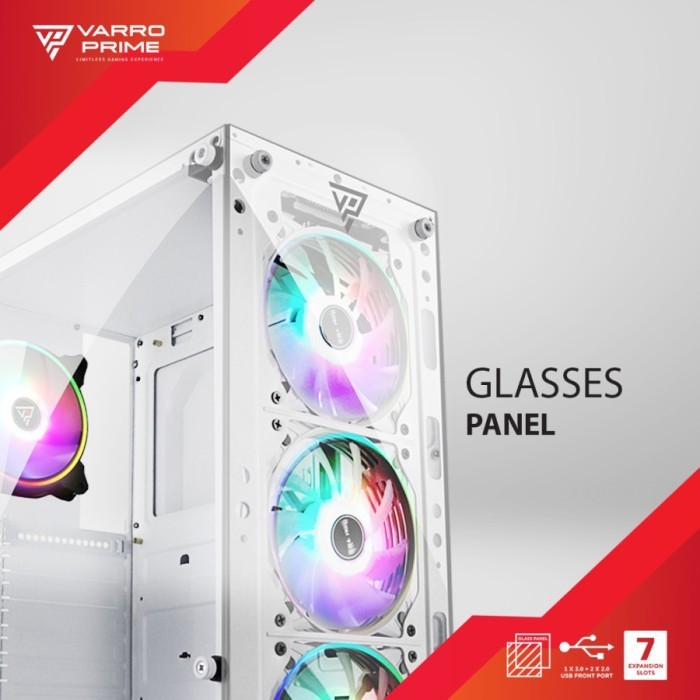 Jual Casing VARRO PRIME Nuclear G300 White + 3 Fan RGB Micro ATX Gaming ...