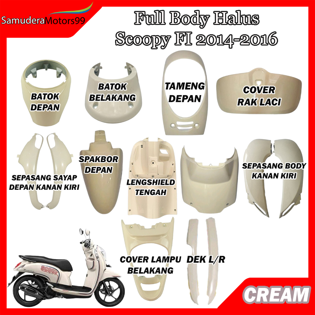 Jual Full Sepaket Body Halus Honda Scoopy FI Cream 2013-2016 | Shopee ...