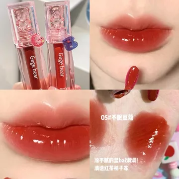 Lip Gloss Gege Bear Lipstik Gloss Bibir Glass Lip Tahan Lama No Cup Stick! Moisturizing Glossy