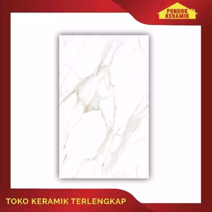 Keramik Dinding Signature 25x40 Crenona Gold Motif Carara Marble