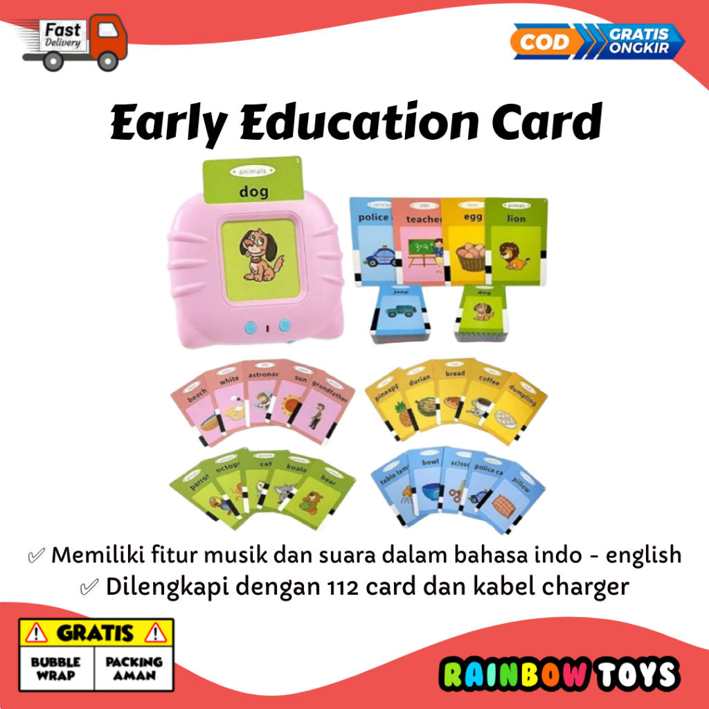 Jual Mainan Edukasi Anak Audio Flash Card Pengenalan Kata Early ...