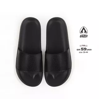 Aerostreet 39-44 Davion Hitam Hitam - Sandal Selop Pria Wanita BAAAA