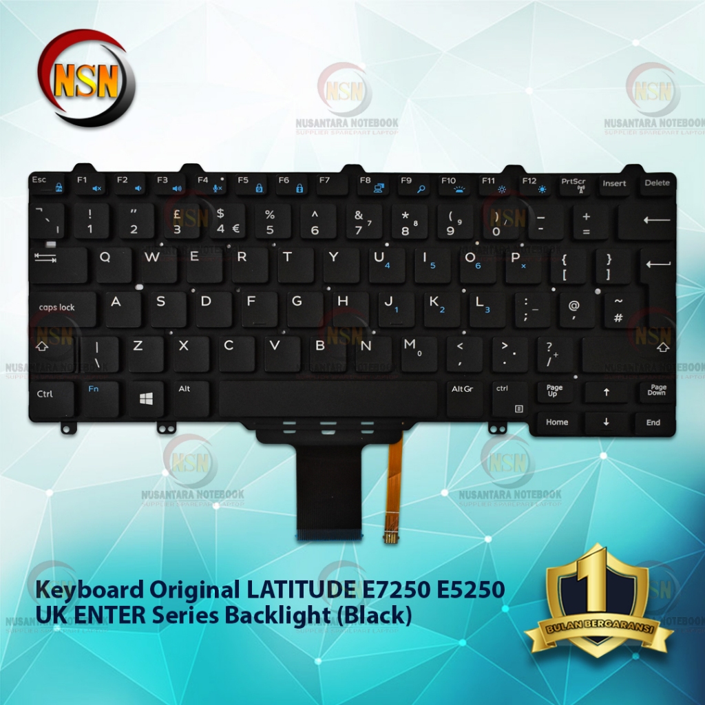 Jual Keyboard Original Latitude E7250 UK Enter Besar Backlight (Black ...