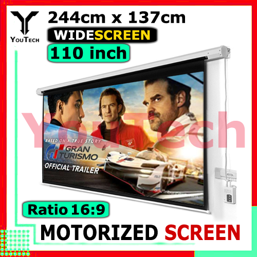 Jual Screen Projector Motorized 110 inch Ratio 16:9 Widescreen WXGA ...