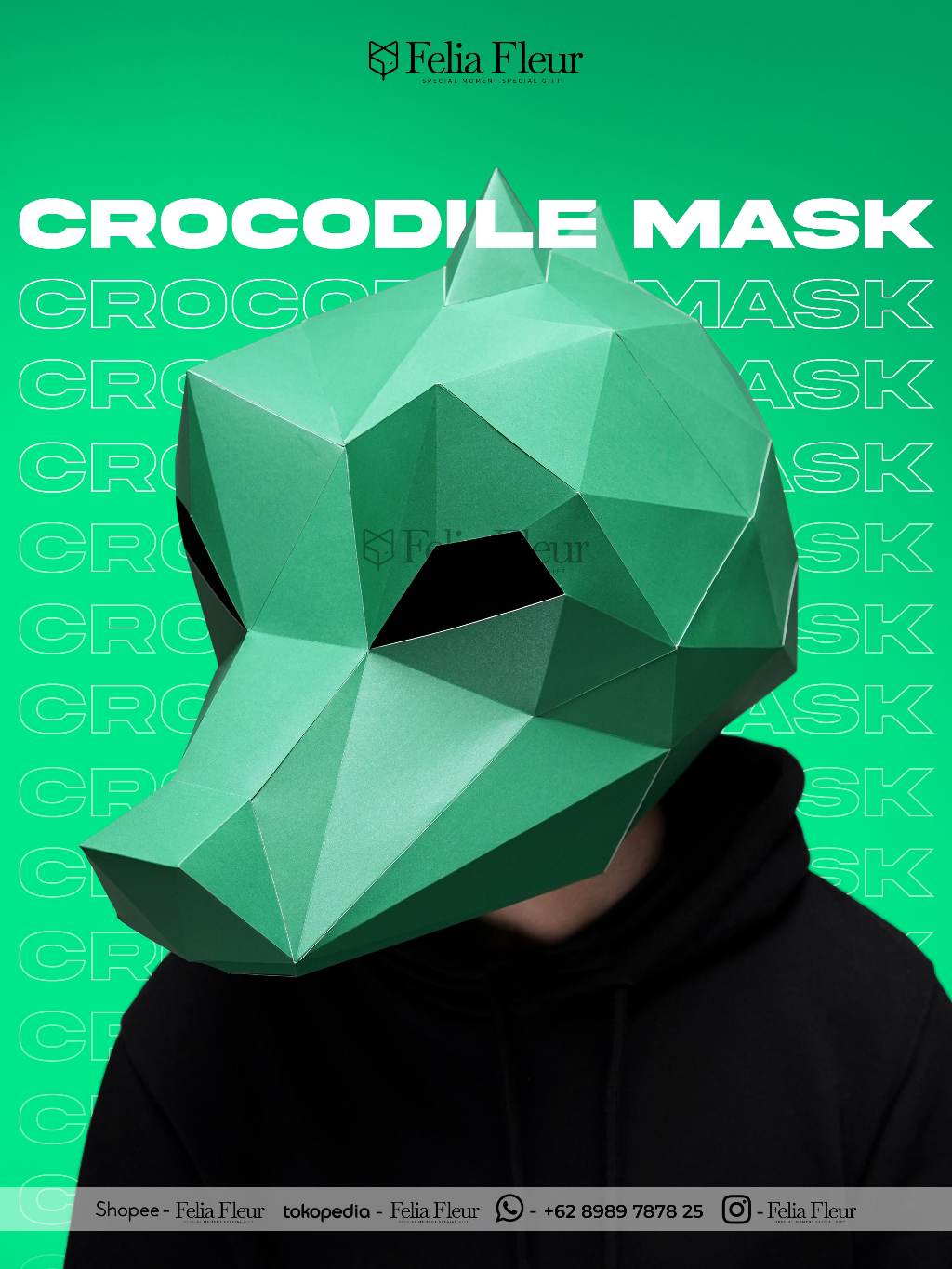 Jual Papercraft Topeng Crocodile Buaya Crocs Lucu Mask Premium 3D Unik ...