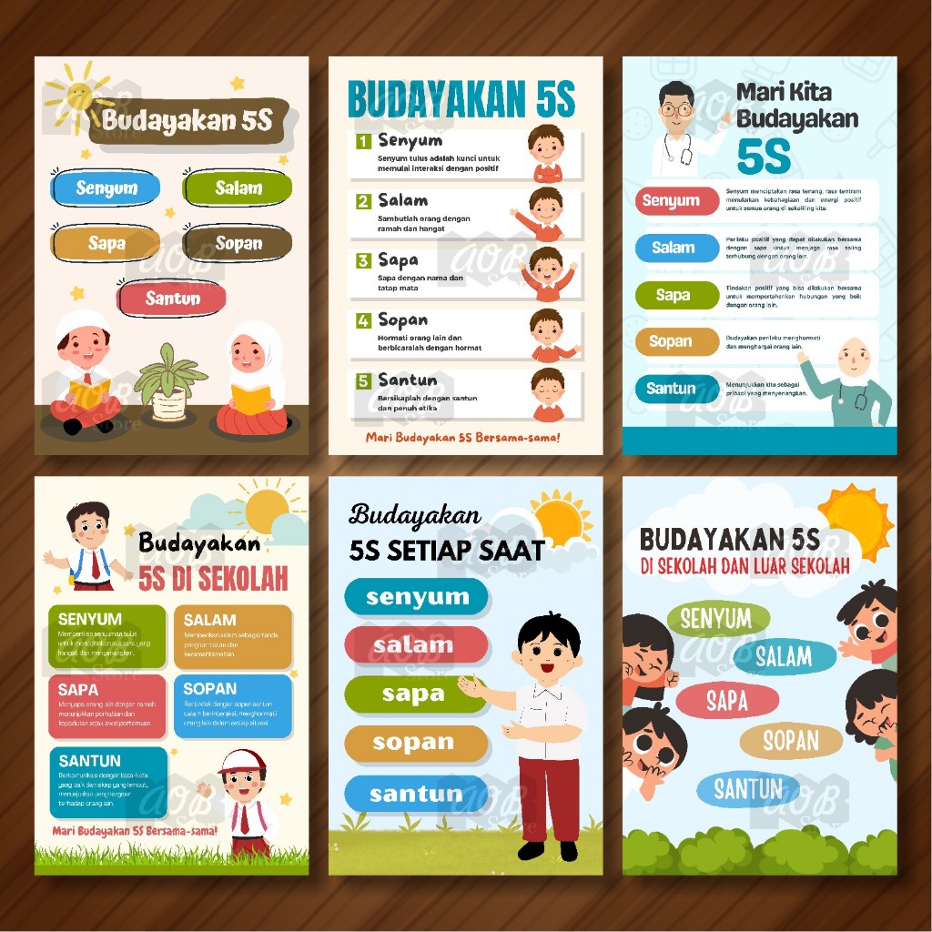 Jual Poster Budayakan 5S, Untuk Sekolah Kesehatan Dan Umum Laminasi ...