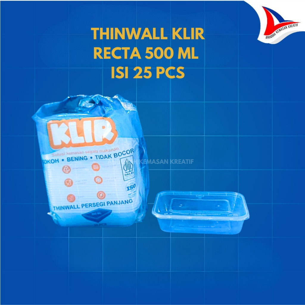 Jual Thinwall Klir Recta 500 Ml Kotak Plastik Isi 25 Pcs Shopee