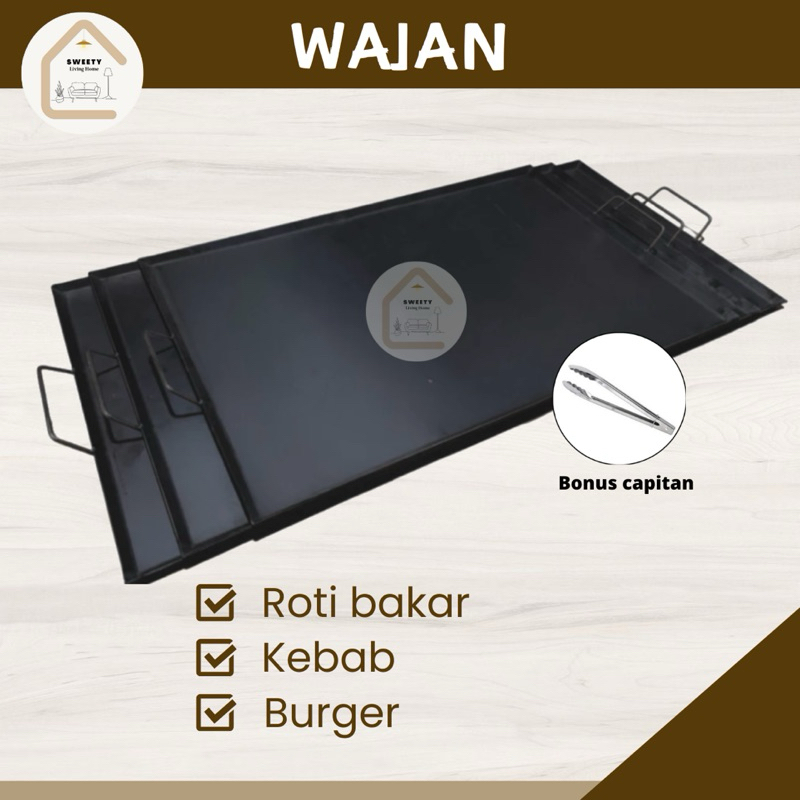 Jual Wajan kebab 2 tungku wajan roti bakar Wajan baja datar tebal Wajan ...