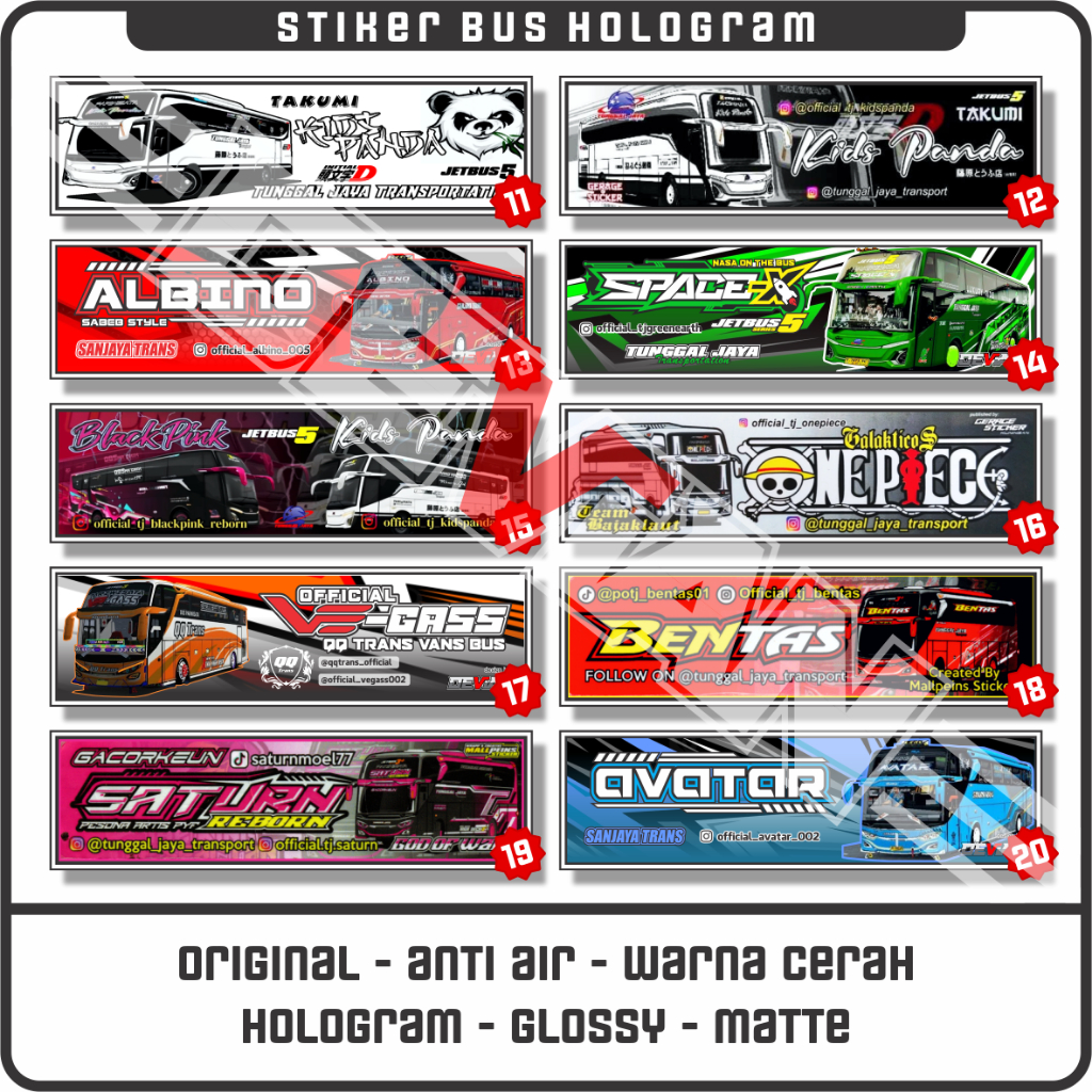 Jual Stiker Bus Hologram Qqtrans Msm Fadel Asyrof Casper Tuan Muda