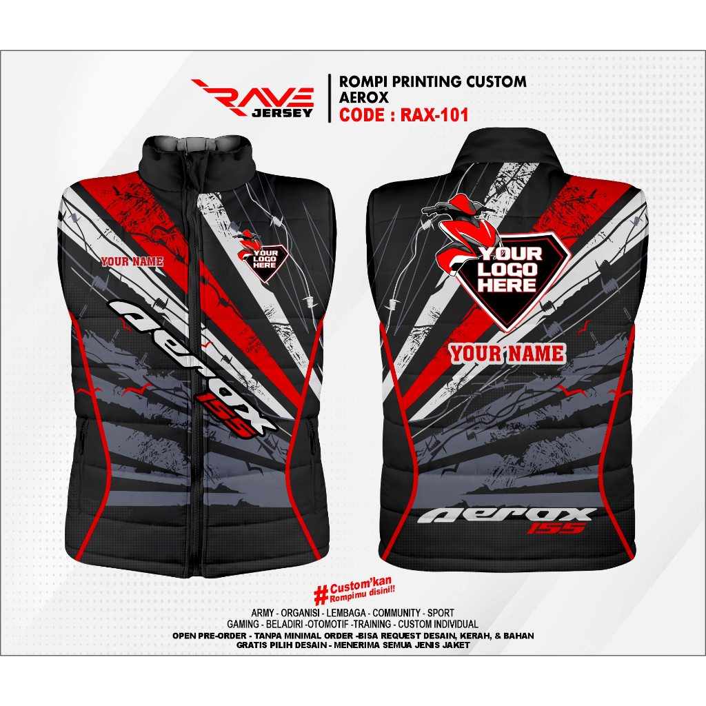 Jual ROMPI PUFFER/DACRON/GELEMBUNG MOTOR YAMAHA AEROX FULL PRINTING ...