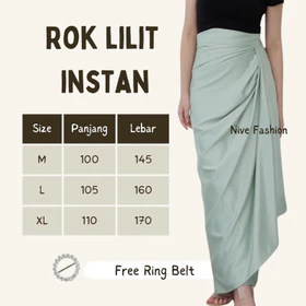 NIVE Rok Lilit Instan Satin Rok Lilit Polos Rok Satin Wrap Skirt