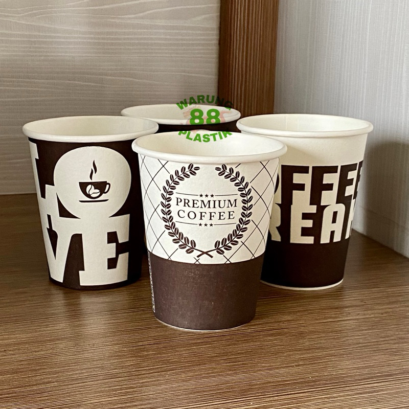Jual (50 PCS) PAPER CUP 8 OZ MOTIF RANDOM | GELAS KERTAS KOPI | GELAS ...