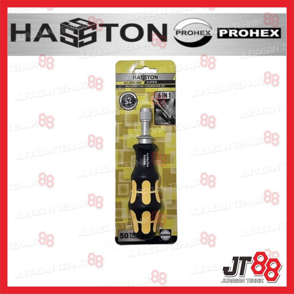 Jual HASSTON 2600-009 Obeng Set 6 in 1 S2 Multi Screwdriver Adjustable ...