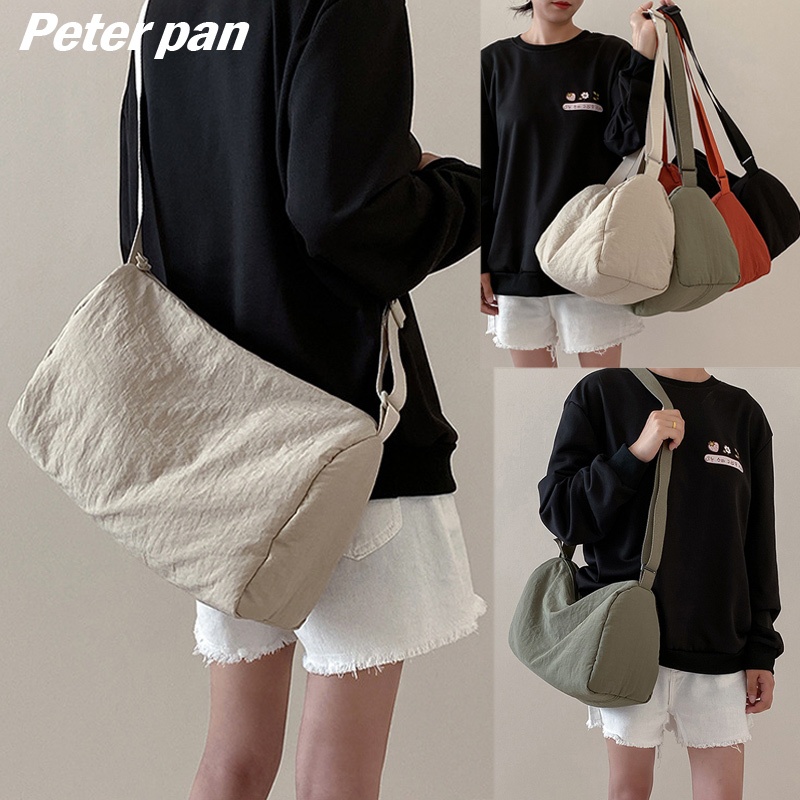 Jual Ready COD Nylon Tas Selempang Pria Waniita Korea tas kanvas kapasitas besar tas bahu warna solid Casual Adjustable Anti Air Tas GYM Hangout Korea Shopee Indonesia
